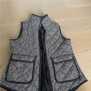 Women's Black and White Herringbone Vest